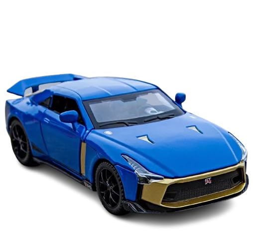 Image of 1:32 Nissan GTR50 Model Car, Diecast Collectible Pull Back Toy Car with Sound and Light for Adults, Kids, Boys, and Girls, Gift (Blue)