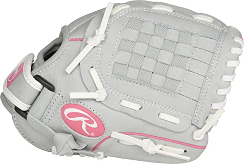 Image of Rawlings Sure Catch Series Fastpitch Softball Glove, Pink /Grey /White, Right Hand Throw, 10 inch