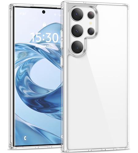 USLAI Case for Samsung Galaxy S22 Ultra 5G, Anti-Yellowing, Crystal Clear Back, Shockproof & Military‑Grade Drop Protection - Transparent