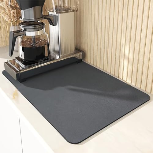 Hovoto Draining Mat Kitchen Super Absorbent Draining Mat Super Absorbent Kitchen Counter Mat Coffee Machine Mat Quick Dry Dish Drainer Mat Anti Slip Drainer Mat for Kitchen Counter Gray 30x50cm
