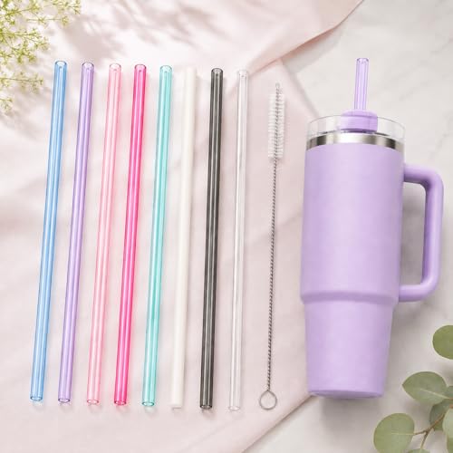 Image of Replacement Straws Compatible with 30 oz Stanley Quencher Tumbler, 10.5 Inch Reusable Straws, Drinking Cup Accessories,Purple - 6 Pack