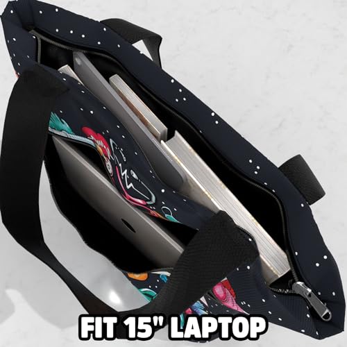 Image of 84hoods Large Waterproof Tote Bag with Pockets and Zipper for Work. Gift for Nurse. Shoulder Bag for Women.