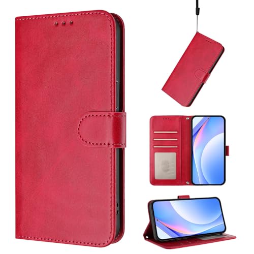 bojioderf Funda Compatible con OnePlus Nord N20 SE/Nord N300,Compatible con OPPO A57 (E) / A57s / A77 / K10 5G / A97 5G Cuero PU Ranura para Tarjetas Cartera Cierre magnético Rosered