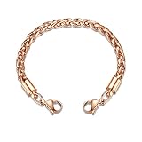 LinnaLove-Rose Gold Wheat Chain Interchangeable Bracelets-Match Medical id tag(CK02RG-7)