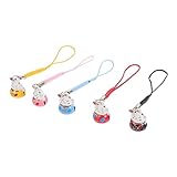[BIUDECO] 招き猫ベル吊り下げ飾り バッグペンダントキーチャーム 幸運祈願の携帯電話チェーン 中国風フォーチュンペンダント 家庭用 装飾 5個セット 色指定不可