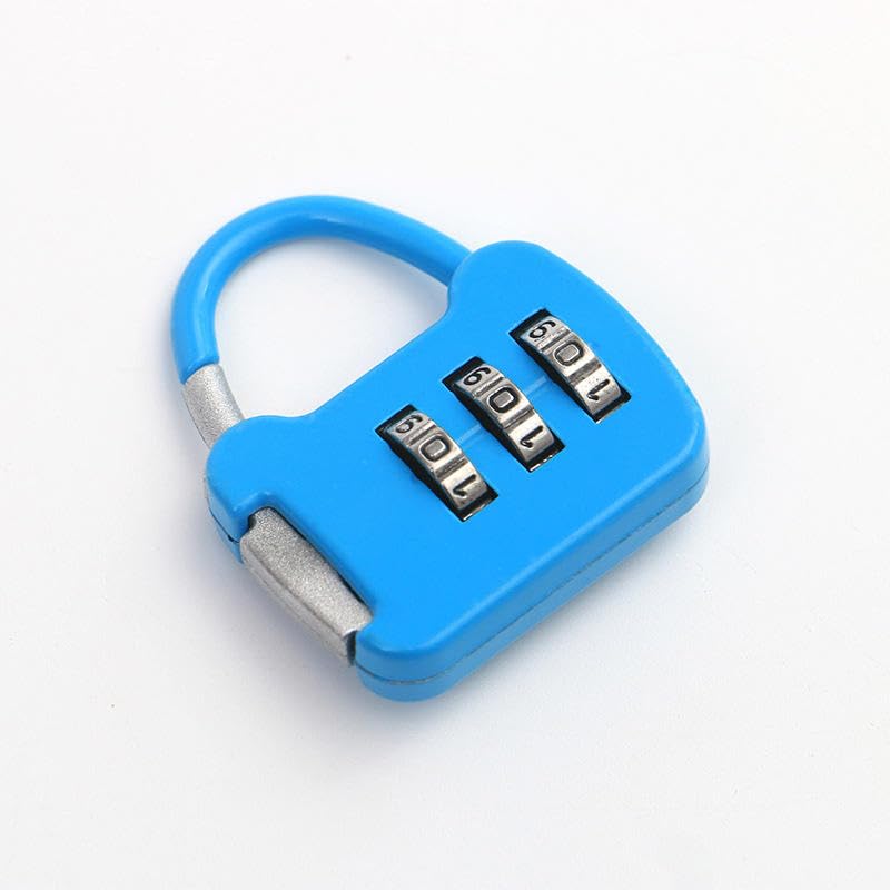 Image of QUIRA 3-Digit Combination Padlock,Security Lock, Resettable Code for Gym Lockers and Luggage (Blue)