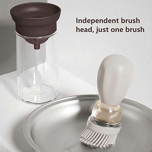 Glazen oliefles 2 in 1 oliedispenser met siliconen olieborstel siliconen druppelaar meetoliedispenser fles voor keuken koken BBQ bakken (bruin) - Image 5