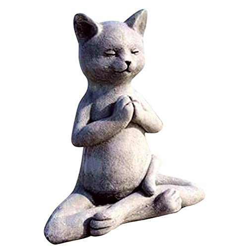 Estatua Decorativa de Gato Meditando Zen en Resina