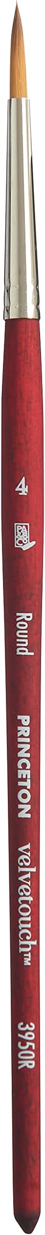 Velvetouch Short Handle Round Paintbrush | Synthetic Blend for Quality Performance | Ideal for Acrylics, Watercolours & Oil Paints | Maximum Colour Holding Capacity | Size - No 4