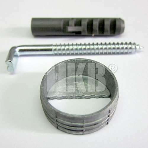 HKB ® 2 Stück Schrankaufhänger zum Einlassen, Spritzguss mit Haken und Dübel, Ø 30 mm, Hersteller Hettich, Artikelnr. 668 Ø 30 x 12 mm, Zinkdruckguss