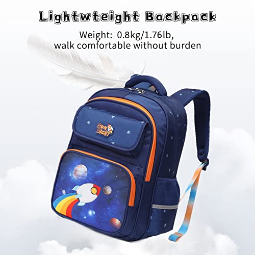 Tanou Kids Backpacks For Boys, 16'' Elementary School Backpack, Breathable Bookbags With Reflective Strip For Boy 4-9 Years, Rocket #TOP6