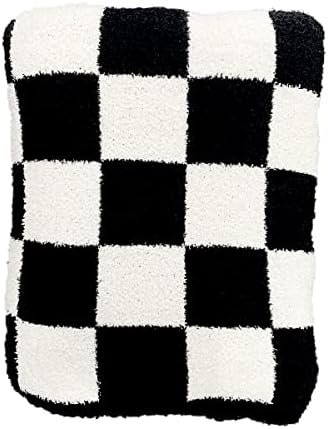 Checkered Throw Blanket Super Soft Luxurious Warm Blanket for Couch Reversible Blanket for Bed Sofa 50x60 Inches Checkered Pattern Blanket Black and White