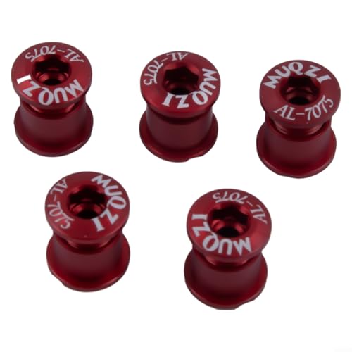 Honseadek Velocità doppia per corona bici in alluminio Single Road Triple 5pcs viti bulloni (rosso)