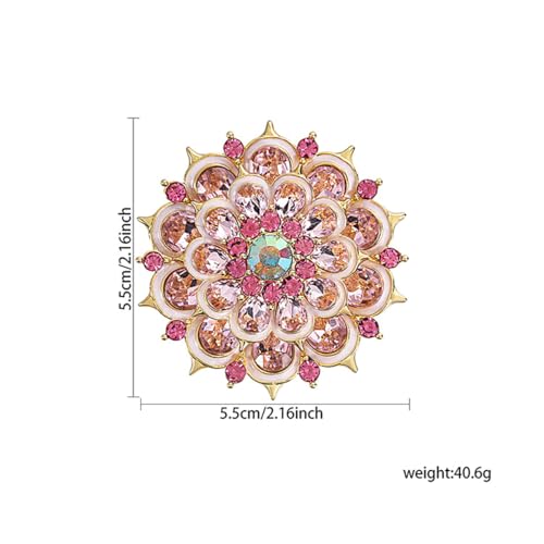 Image of Rhinestone Crystal Flower Brooch Pin Sparkling Large Crystal Sunflower Brooch Vintage Floral Lapel Pins Rhinestone Flower Bouquet Broochs Rose Snowflake Broochs Wedding Bridal Dress Jewelry for Women