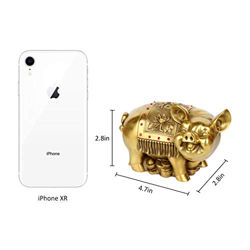 Brasstar Brass Feng Shui Money Happy Pig Statue 4.7”(L) Attract Wealth Chinese Zodiac Sculpture Home Decoration Collectible Ptzy039 #TOP1