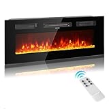 oneinmil Electric Fireplace, 36' Wide/13.78' Tall in Recessed Electric Fireplace, Remote Control with Timer 12 Adjustable Color Flame, Remote Control,with Crystal Stone, 750/1500W