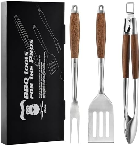 Heavy-Duty ​Dikela Wooden BBQ Grilling Tools Set. Extra Thick Sta...