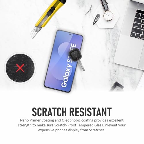 Image of SupCares Tempered Glass for Samsung Galaxy S25 FE (6.7 Inch) With Installation Kit | 9H Edge to Edge Screen Protector | Black