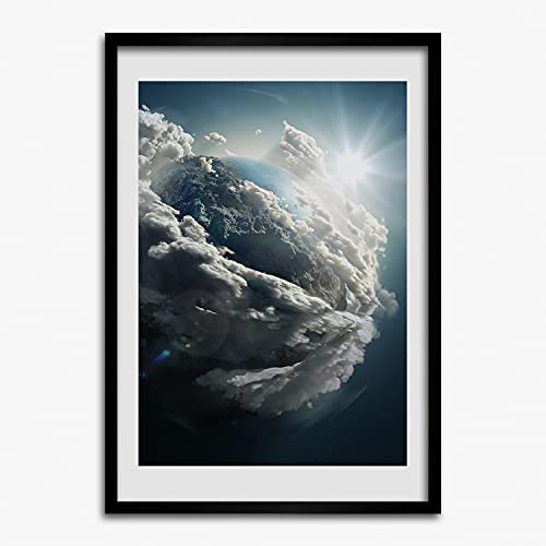 Affiche décoratif moderne Tulup 50x70 cm cadre MDF peinture planète terre pour mur de chambre