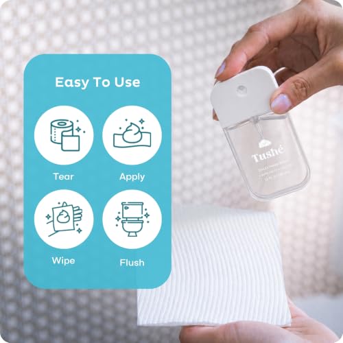 Image of TUSHE Toilet Paper Spray - Pocket-Sized - Flushable Wet Wipe Alternative - Unscented, Septic Safe - 45 ml (1.5 fl oz)
