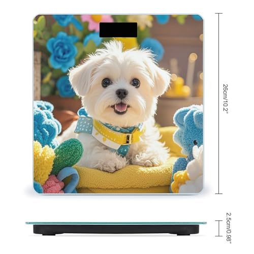 Báscula de baño digital diseño cachorro maltés resistente vidrio templado miniatura 2