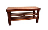 Legacy Decor Wooden Shoe Bench Walnut Color