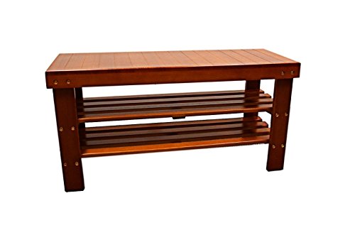 Legacy Decor Wooden Shoe Bench Walnut Color