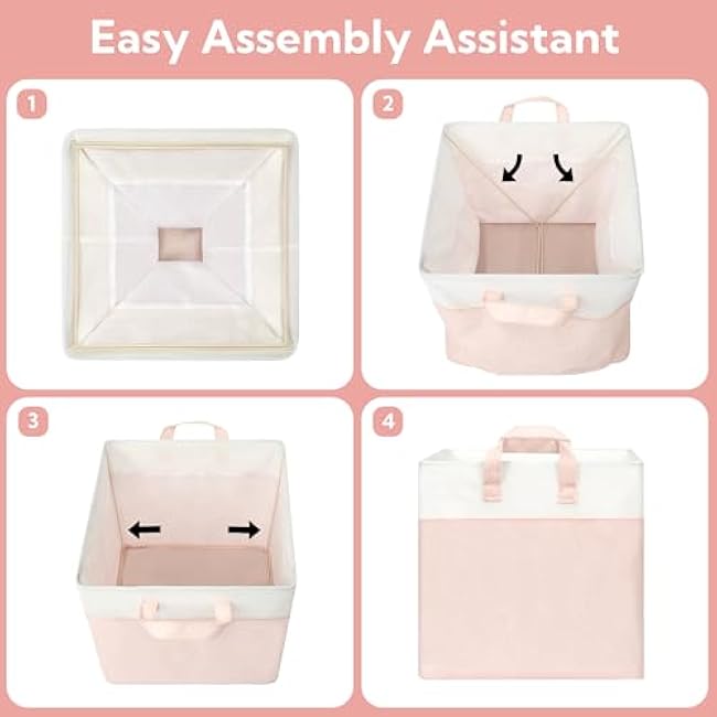 GRANNY SAYS Storage Cubes, 11x11 Cube Storage Bins with Metal Frame, Collapsible Cube Storage Organizer, Fabric Cubby Bins for Shelves, Closet, Pink, 4 Pack