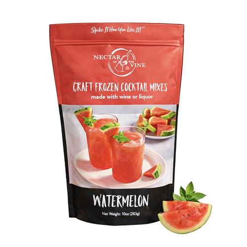 Nectar of the Vine Watermelon Wine Slushy Mix, Just Add Wine, Liquor or Make a Mocktail, Frozen Cocktail Drink Mix, Up to 10 Servings, All-Natural Cane Sugar, Refreshing & Flavorful