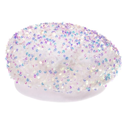 FOMIYES Sequined Beret for Women Bedazzled Hat Fashion Cap Stylish Hat Autumn Beret Accessory White