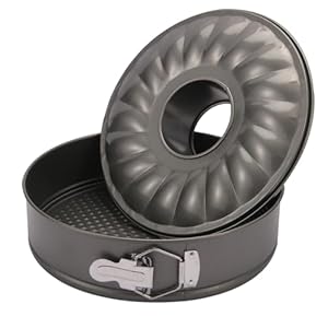 Tortiera Apribile, 26 cm Tortiera con Cerniera e Due Fondi Intercambiabili, 2 Fondi, Teglia con Cerniera, Fondo Salvagoccia, Carbon Steel Rivestito in Antiaderente, Forno Fino a 220°C