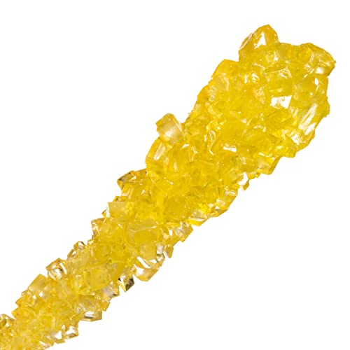 Yellow Rock Candy Crystal Sticks - Lemon Flavored - 12 Indiv. Wrapped #TOP3