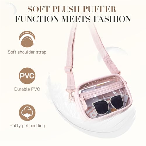 Image of Missnine Clear Bag for Stadium Events Quilted Clear Purse for Women Stadium Approved PVC Crossbody Concert Bag