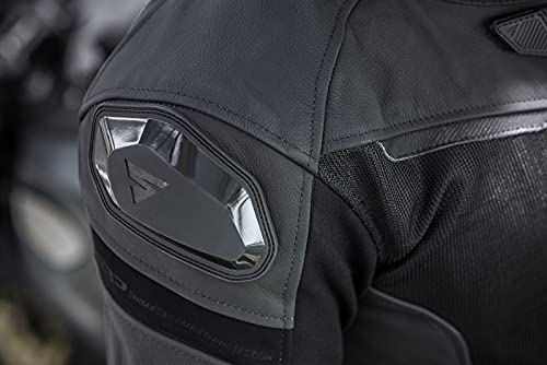 Shima Piston Men's Motorcycle Jacket - Leather, Urban Jacket With Mesh Panels, Ce Protectors Of Shoulders, Back, Elbows, Shoulder Sliders (Black, 54) #TOP5