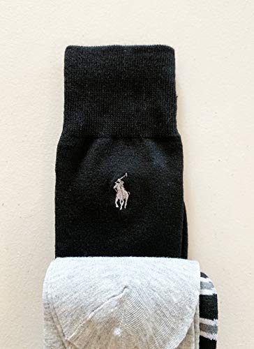 Polo Ralph Lauren 3 Pairs of Men's Casual Dress Trouser Socks 10-13 (Black Gray Multi/Black/Gray)4
