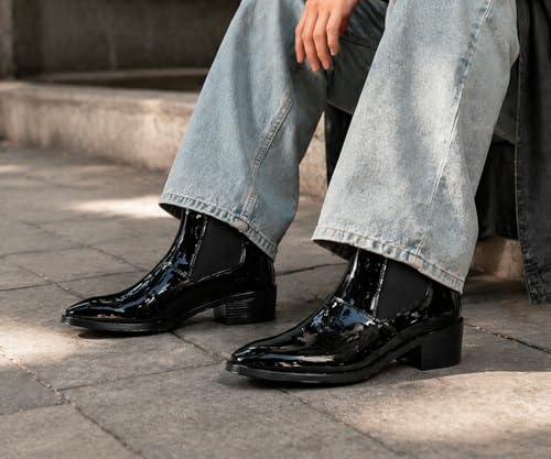 Image of Kraasa Men's Height Increasing Chelsea Boots | PU Leather Slip-On Ankle Boots | Comfortable Formal & Smart Casual Footwear