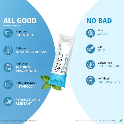 Siens By Dabur Daily Pre & Probiotics For Gut health - 15 Sachets|Helps in Reducing Bloating & Gas|Enhances Digestive health & Supports Metabolism|Crafted to Reach your Gut Intact,1 count,15 servings