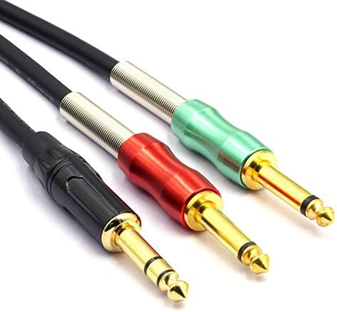 SiYear 10 FT Gold Plated 6.35mm 1/4 Inch Male TRS Stereo to Dual 6.35mm 1/4" Male Mono Y Splitter Audio Cable,Insert Cable TRS 1/4" to 2 x 6.35 TS 1/4" Patch Adapter(3M)