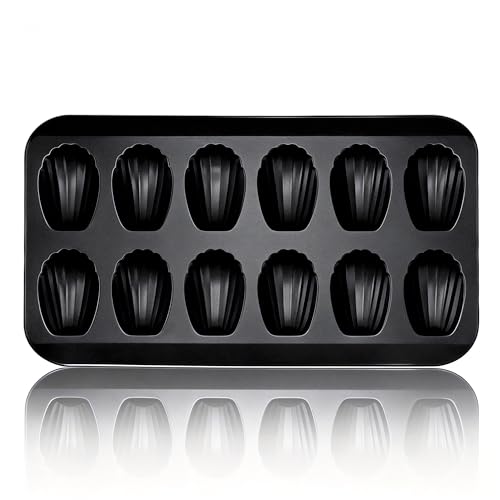 Ponixa 12-Cavity Madeleine Pan Non-Stick Shell-Shaped Madeleine Baking Mould