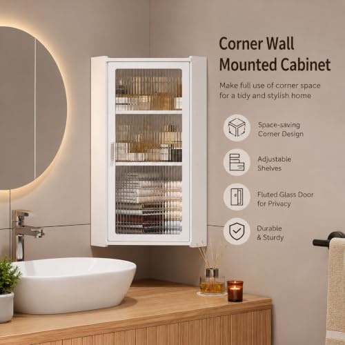 Mueble de baño colgante sin perforaciones de 3 niveles y puerta de cristal para cocina y salón 4