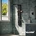 BATHLAVISH 5 in 1 Black Shower Panel Tower System With Storage Shelf, 304 Stainless Steel Shower Tower with Rainfall Shower Handheld and Tub Spout, Powerful Body Jets, Wall-Mounted Shower Set