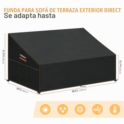 Miniatura 2 de Heimuni Funda Para Sofá Exterior Funda Sofa 3 Plazas, Fundas Para Sofá De Jardin Impermeable Anti-Uv Fundas Protectora Muebles Jardin Cubierta Sofa Exterior Resistentes Al Desgarro 225x99x80 40cm