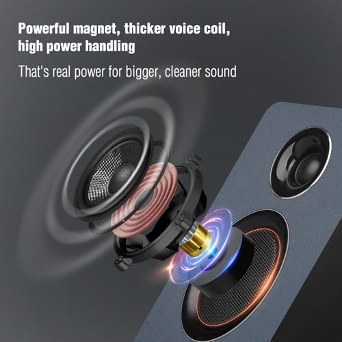 Image of Computer Speakers, Bluetooth 5.3, USB-C, AUX /RCA, 3.5-Inch Woofer, Grey