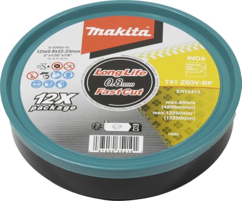 Makita Disque à tronçonner en acier inoxydable T41 Z60V-BF durable coupe rapide 125 x 0,8 mm