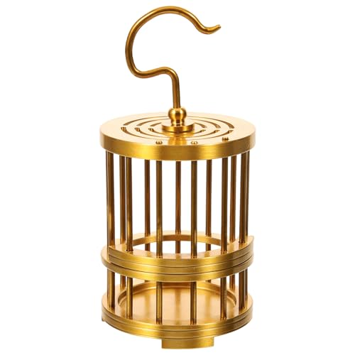 KALLORY Jaula Elegante Pájaros para Latón de Dorado Colgante Diseño y Espacioso, Fiable y Práctica para Mascotas Pequeñas y Exterior