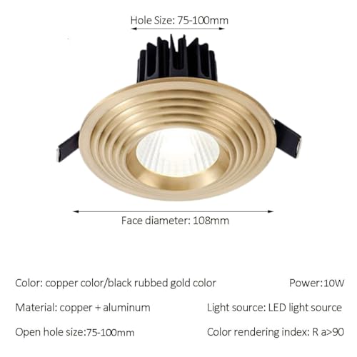 Luminaria LED empotrable de latón para techos de salones y cocinas 5