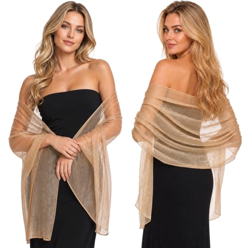 GIWONET Camel Shawls and Wraps for Evening Dress Women Wedding Sheer Scarfs