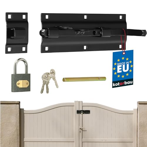Verrou de porte en acier noir poudré KOTARBAU, ferronnerie durable pour portail