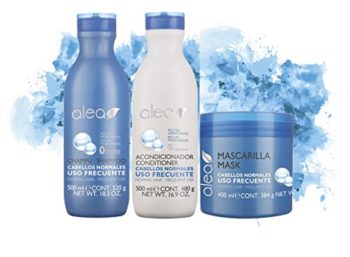 Alea Champu 500ml + Acondicionador 500ml + Mascarilla 400ml Sin Sulfatos Sin Parabenos (USO FRECUENTE)