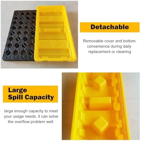 Industrial Drum Spill Containment Pallet, 2 Drum Capacity, Anti-Slip, Forklift Accessible, Modular Design for Oil Tank Spill Protection, 90-150L Capacity,51-1/5x26-4/5x6.7in(130x68x17cm)